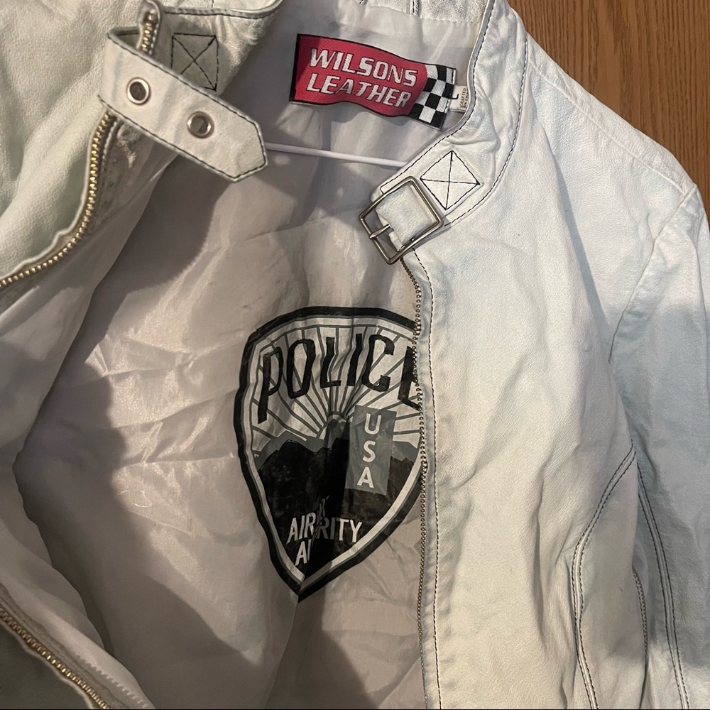 **SOLD** White leather distressed jacket by Wilson’s Leather - Picture 2 of 8